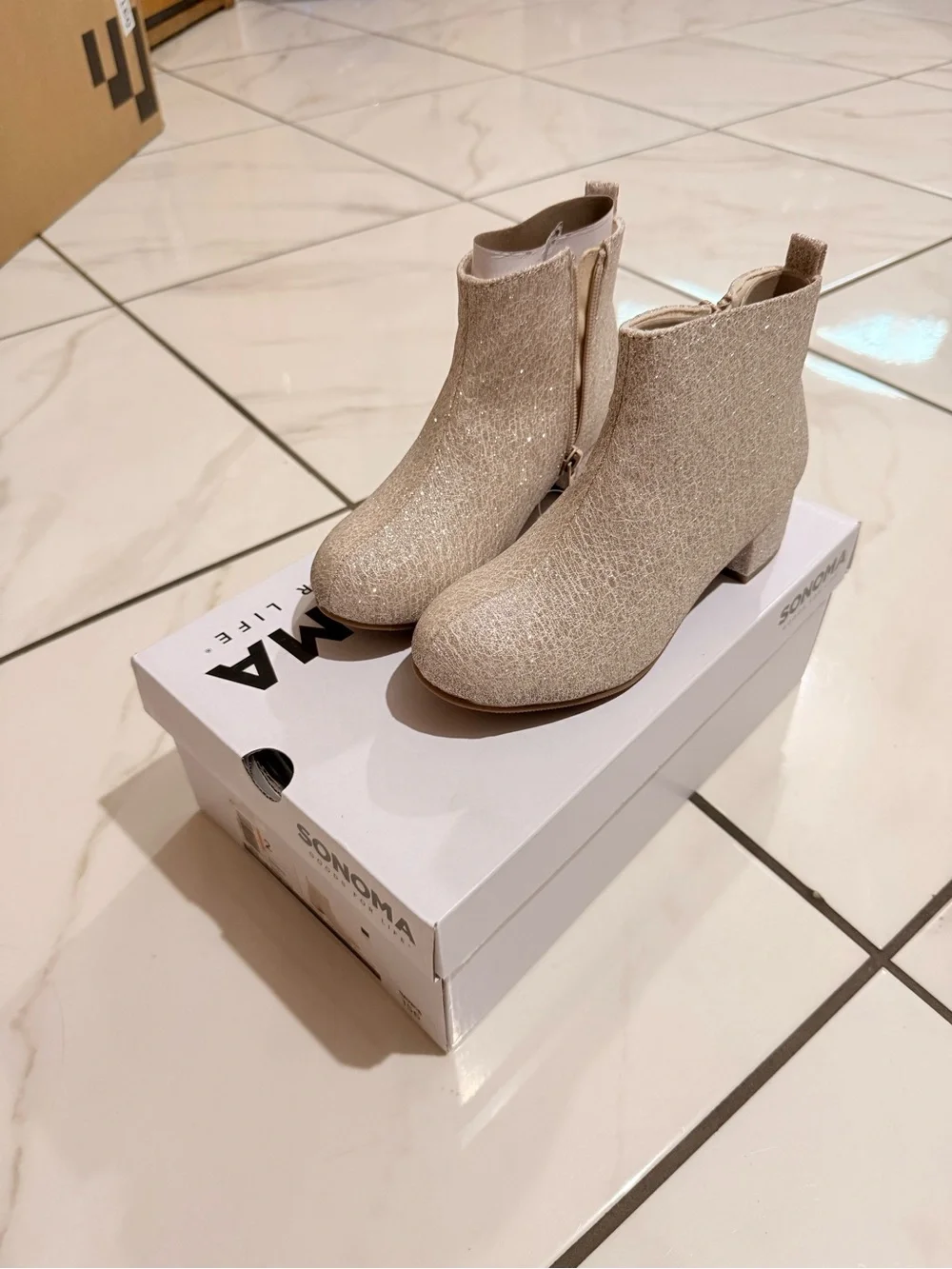 Sonoma Glitter Ankle Boots - Champagne Gold